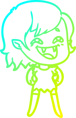 Bir insan tarafından çizilmiş gülen vampir kız çizgi filmi.