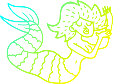 Bir insan tarafından çizilmiş bir karikatür kadın denizkızı çizimi