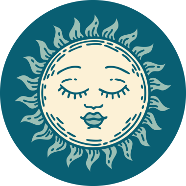 Bir insan tarafından çizilmiş bir güneşin ikonik dövme şekli