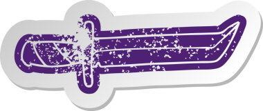 Bir insan tarafından çizilmiş kısa bir hançerin sıkıntılı eski çizgi film çıkartması.