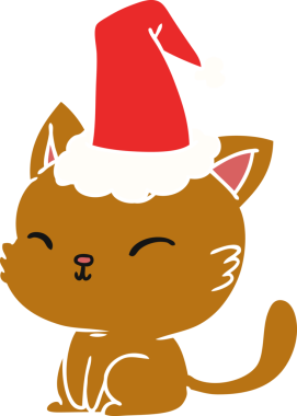 Bir insan tarafından çizilmiş kawaii kedisinin el çizimi karikatürü.