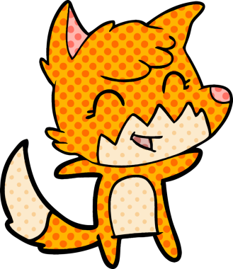 Bir insan tarafından çizilmiş mutlu çizgi film tilkisi.