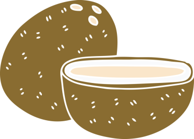 Bir insan tarafından çizilmiş garip Hindistan cevizi çizimi.