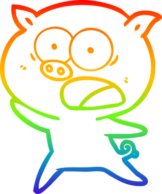 Gökkuşağı gradyan çizimi Bir insan tarafından çizilen bağıran domuz çizgi filmi