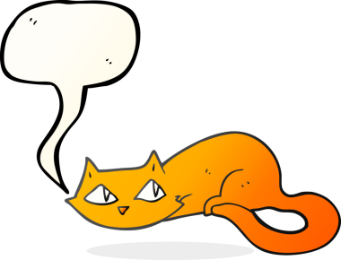 Bir insan tarafından çizilmiş serbest konuşma balonu çizgi film kedisi