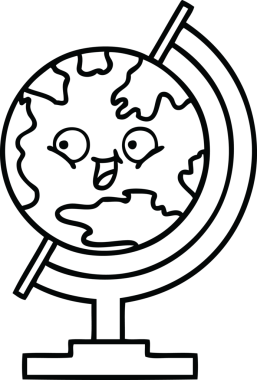 Bir insan tarafından çizilmiş dünyanın karikatürü.