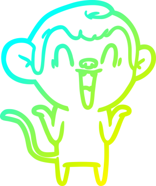 Bir insan tarafından çizilmiş gülen maymun çizgi çizimi.