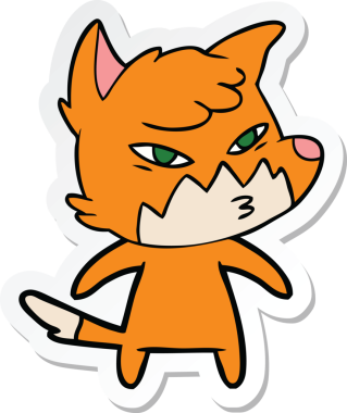 Bir insan tarafından çizilmiş akıllı bir tilkinin çıkartması.