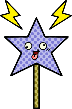 Bir insan tarafından çizilmiş sihirli değnek çizgi romanı.