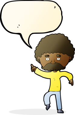 Çizgi film 70 'lerin stil diskosu bir insan tarafından çizilmiş konuşma balonuyla dans ediyor.