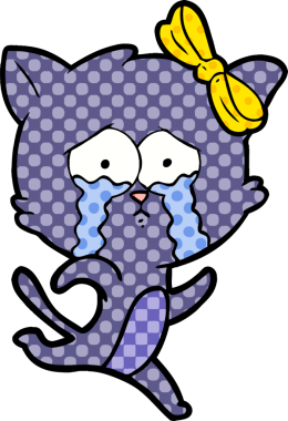 Bir insan tarafından çizilmiş çizgi film kedisi.