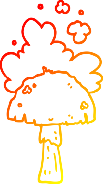 Bir insan tarafından çizilmiş spor bulutlu bir çizgi mantarın sıcak gradyan çizimi