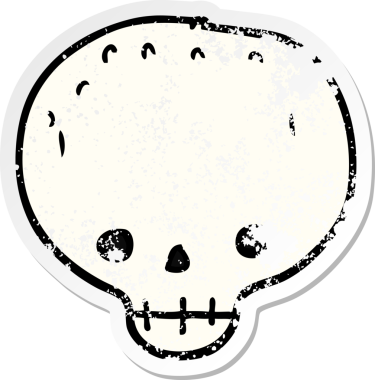 Bir insan tarafından çizilmiş bir karikatür kafatası.