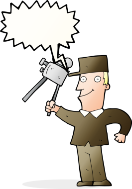 Bir insan tarafından çizilmiş konuşma balonu olan çizgi film yapımcısı.