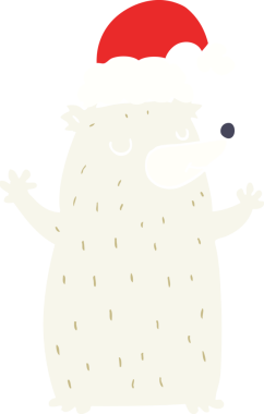 Bir insan tarafından çizilmiş şirin düz renkli çizgi film Noel Ayısı