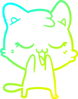 Bir insan tarafından çizilen çizgi film kedisinin soğuk gradyan çizgisi.