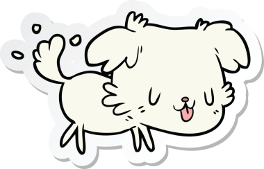 Bir insan tarafından çizilmiş bir köpeğin çıkartması.