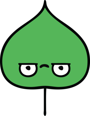 Bir insan tarafından çizilmiş dışavurumsal yaprağın sevimli karikatürü.