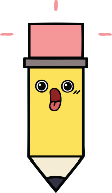 Bir insan tarafından çizilmiş sevimli bir kalem karikatürü.