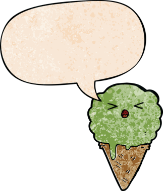 Bir insan tarafından çizilmiş eski moda konuşma baloncuklu çizgi film dondurması.