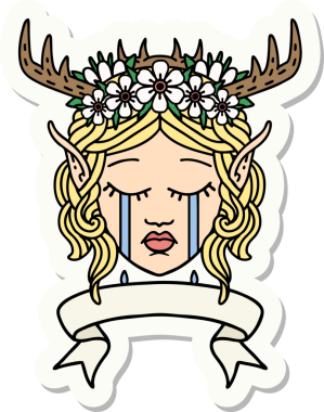 Bir insan tarafından çizilmiş pankartıyla Elf Druid karakterinin çıkartması.