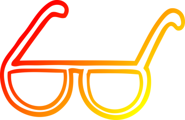 Bir insan tarafından çizilmiş çizgi film gözlüğünün sıcak gradyan çizimi