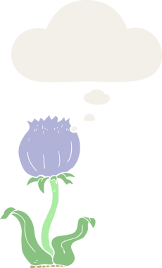 insan tarafından çizilmiş düşünce baloncuğu olan vahşi bir çiçek.