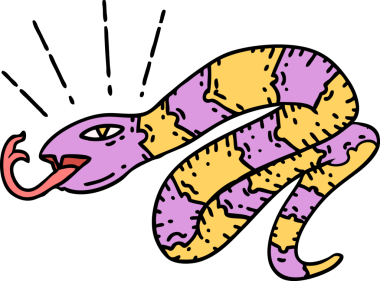 Bir insan tarafından çizilmiş geleneksel bir tıslayan yılan dövmesi.