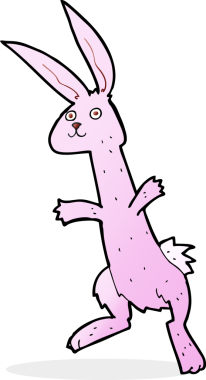 Bir insan tarafından çizilmiş çizgi film tavşanı