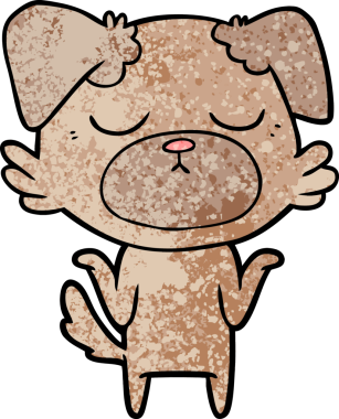 Bir insan tarafından çizilmiş şirin bir çizgi film köpeği.