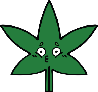 Bir insan tarafından çizilmiş marihuana yaprağı karikatürü.
