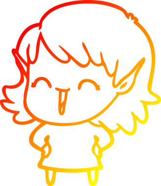 Bir insan tarafından çizilmiş çizgi film karakteri bir elf kızı çizimi