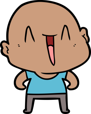 Bir insan tarafından çizilmiş mutlu, kel adam.