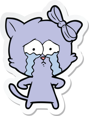 Bir insan tarafından çizilmiş çizgi film kedisinin çıkartması.