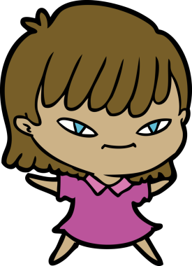 Bir insan tarafından çizilmiş karikatür kadın.