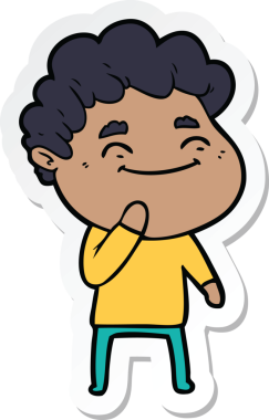 Bir insan tarafından çizilmiş, karikatür dostu bir adamın çıkartması.