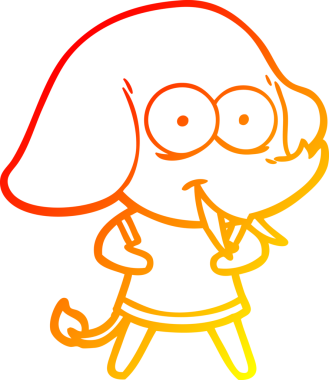 Bir insan tarafından çizilmiş mutlu bir filin sıcak çizgi çizimi