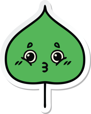 Bir insan tarafından çizilmiş sevimli bir çizgi film yaprağının çıkartması.