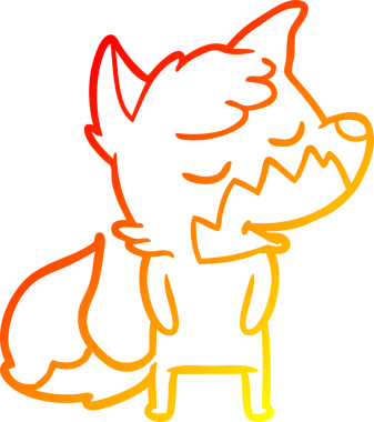 Bir insan tarafından çizilmiş dost canlısı bir tilkinin sıcak çizgi çizimi