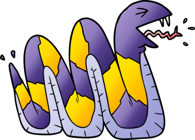 Bir insan tarafından çizilmiş tıslayan yılan çizgi filmi.