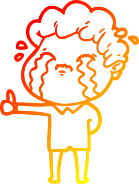 Bir insan tarafından çizilmiş ağlayan bir çizgi film karakteri çizimi.