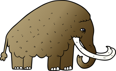 Bir insan tarafından çizilmiş mamut çizgi filmi.