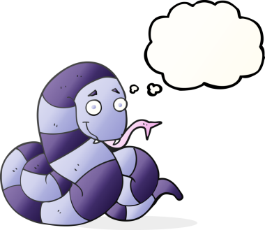 Bir insan tarafından çizilmiş serbest çizim baloncuk çizgi film yılanı.