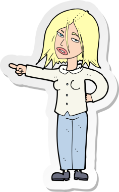 Bir insan tarafından çizilmiş bir karikatür kadının çıkartması.