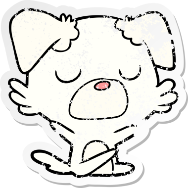 Bir insan tarafından çizilmiş bir karikatür köpeğinin sıkıntılı çıkartması.