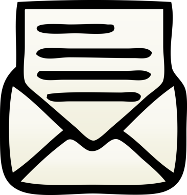 Bir insanın çizdiği harf ve zarfın gölgeli çizimi