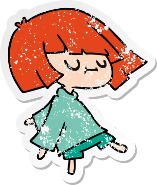 Bir insan tarafından çizilmiş tatlı kawai kızının serbest sticker 'ı.