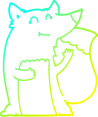 Bir insan tarafından çizilmiş mutlu bir tilkinin soğuk çizgi çizimi.