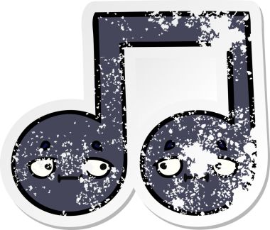 Bir insan tarafından çizilmiş şirin bir karikatür müzik notasının sıkıntılı çıkartması.