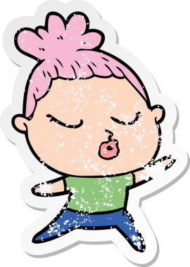 Bir insan tarafından çizilmiş sakin bir karikatür çıkartması.